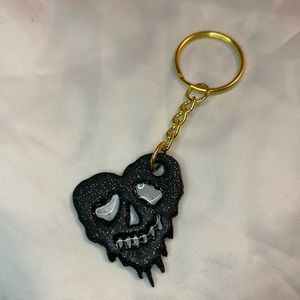 Polymer clay skull keychain